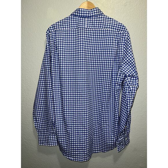 Ralph Lauren Shirt Mens X-Large Blue Gingham Slim Fit Stretch Oxford Flesh - Picture 9 of 9